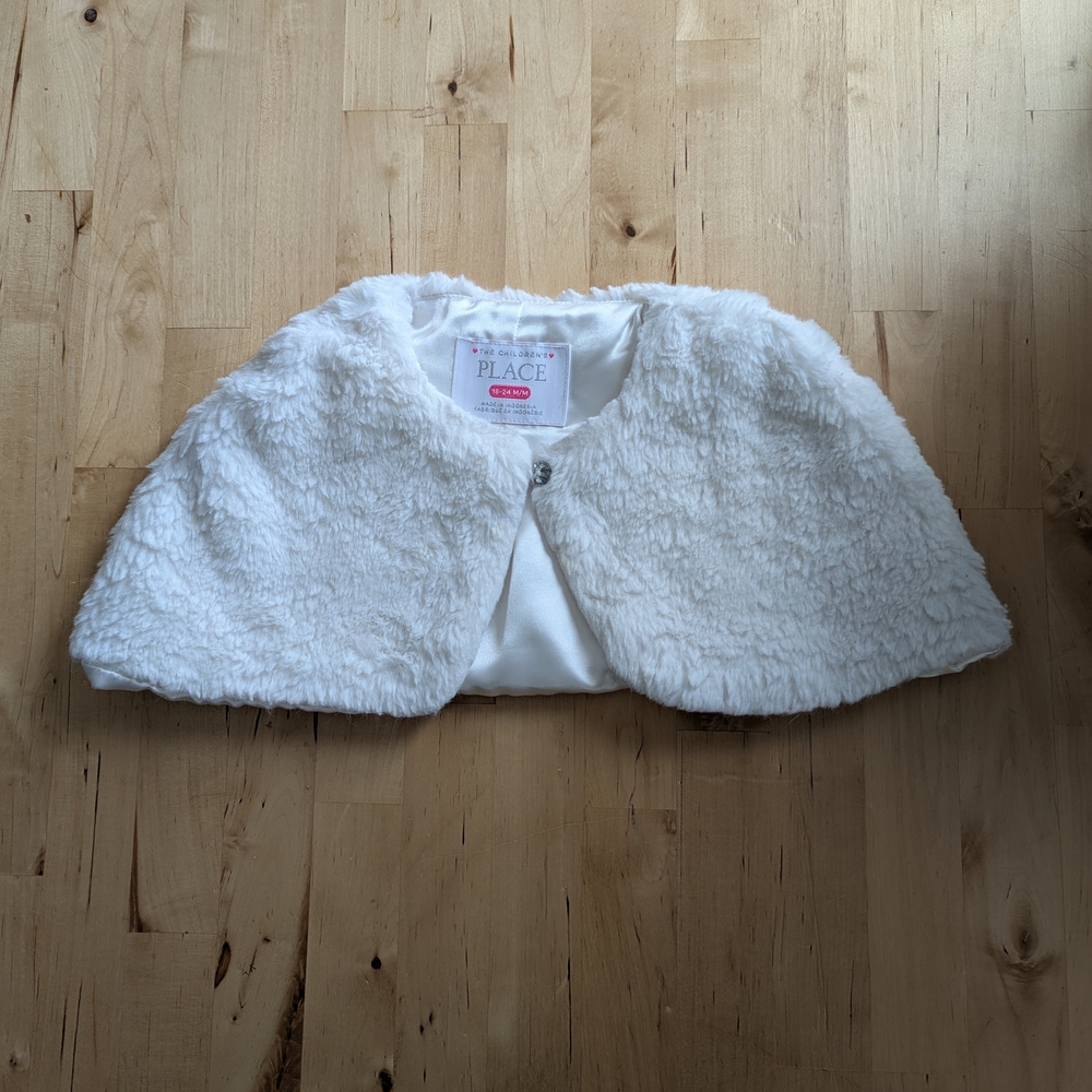 The Children's Place White Faux Fur Shrug Jacket for Kids